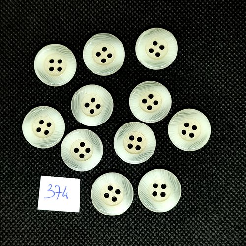 11 boutons en résine ivoire - vintage - 18mm - tr374