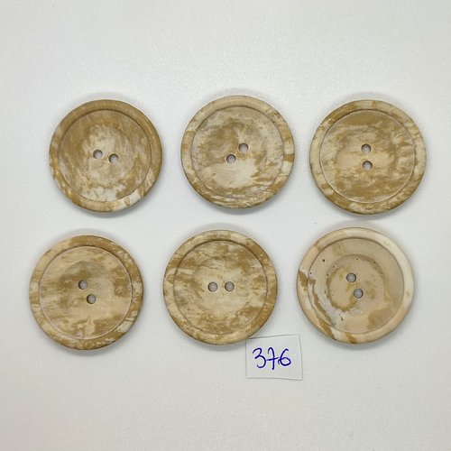 6 boutons en résine beige / écru - vintage - 30mm - tr376
