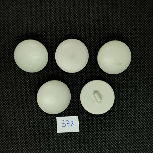 5 boutons en résine blanc - vintage - 25mm - tr378