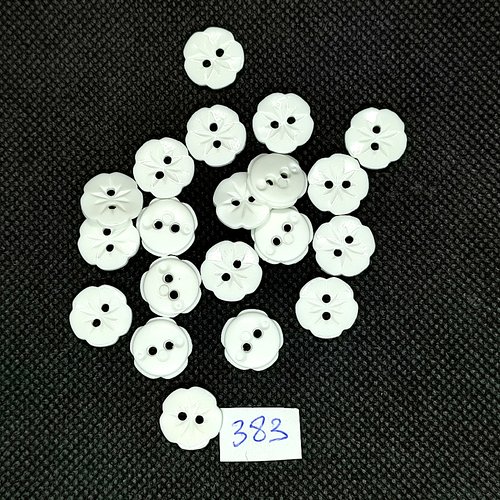 20 boutons en résine blanc - fleur - vintage - 13mm - tr383