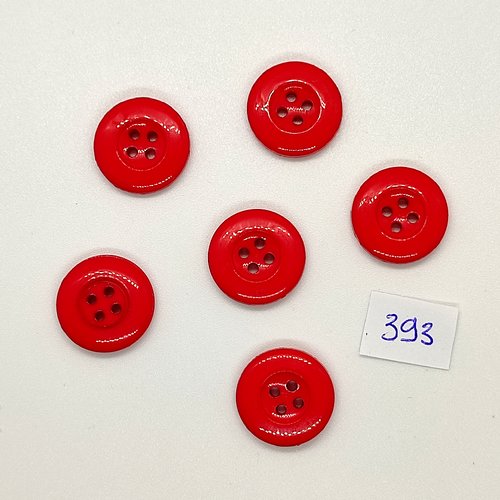 6 boutons en résine rouge - vintage - 18mm - tr393