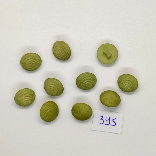 10 boutons en résine vert - vintage - 10mm - tr395