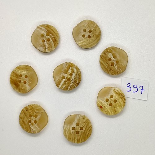 8 boutons en résine beige - vintage - 18mm - tr397