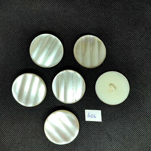 6 boutons en résine ivoire - vintage - 35mm - tr406