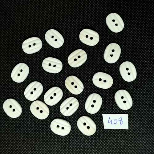 20 boutons en résine blanc - vintage - 10x15mm - tr408