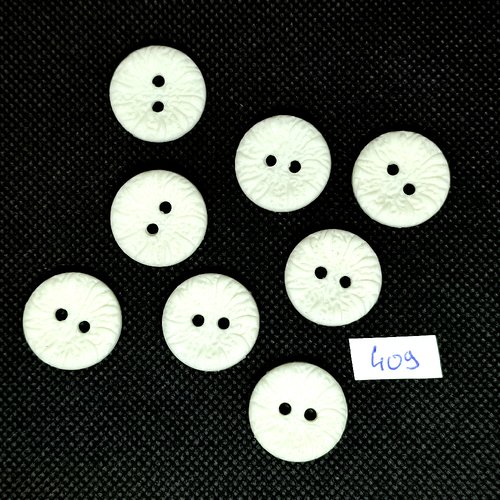 8 boutons en résine blanc - vintage - 20mm - tr409