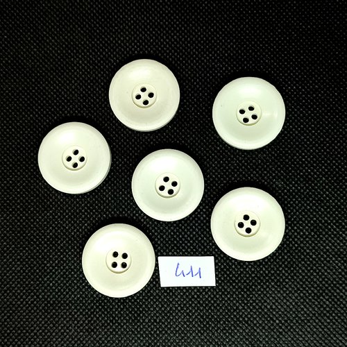 6 boutons en résine blanc cassé - vintage - 26mm - tr411