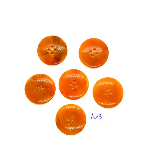 6 boutons en résine marron (caramel) - vintage - 28mm - tr413