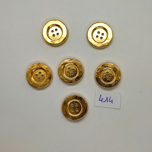 6 boutons haute couture lanvin en métal doré - vintage - 18mm - tr414