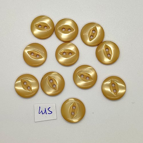 11 boutons en résine beige - vintage - 15mm - tr415