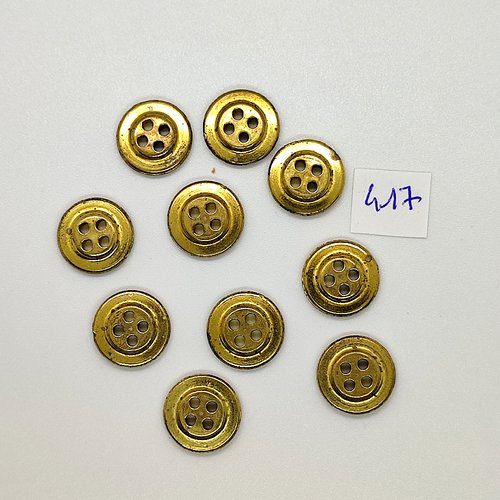 10 boutons en résine doré - vintage - 15mm - tr417