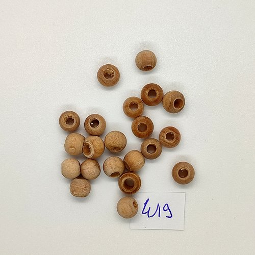 21 perles vintage en bois marron - 6mm - tr419