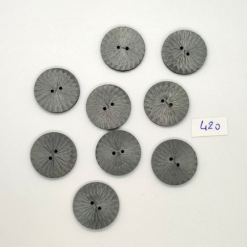 9 boutons en résine gris - vintage - 22mm - tr420