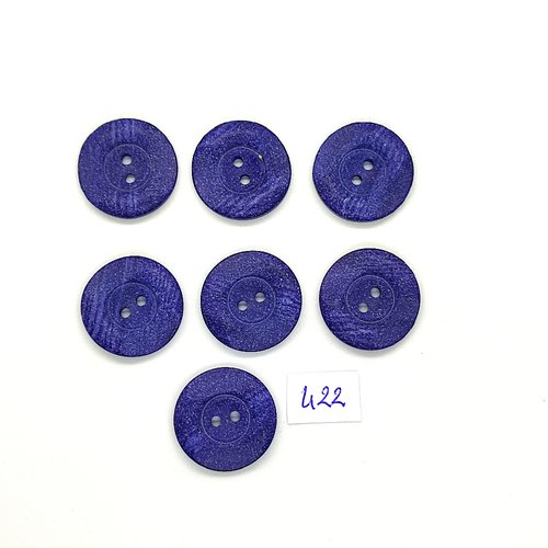 7 boutons en résine bleu - vintage - 22mm - tr422