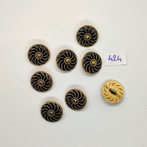 7 boutons en métal doré - vintage - 18mm - tr424