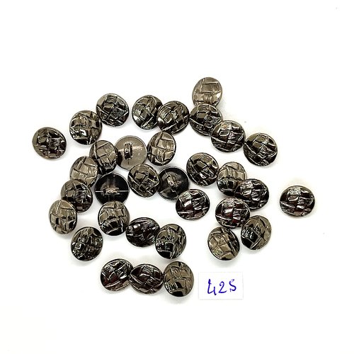 33 boutons en résine argenté - vintage - 11mm - tr425