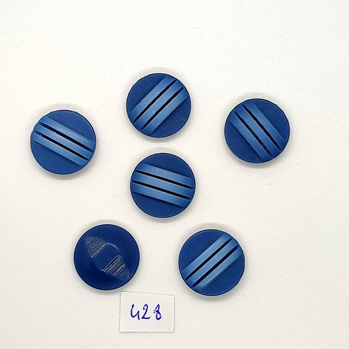 6 boutons en résine bleu - vintage - 18mm - tr428