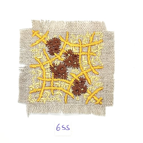 Ecusson à coudre - beige jaune et marron - 7,5cm - tr655