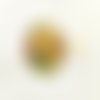 1 perle (ovale) vintage en os - un moine peint - multicolore - 26x33mm - 11