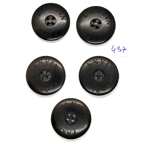 5 boutons haute couture lanvin en résine noir - vintage - 28mm - tr437