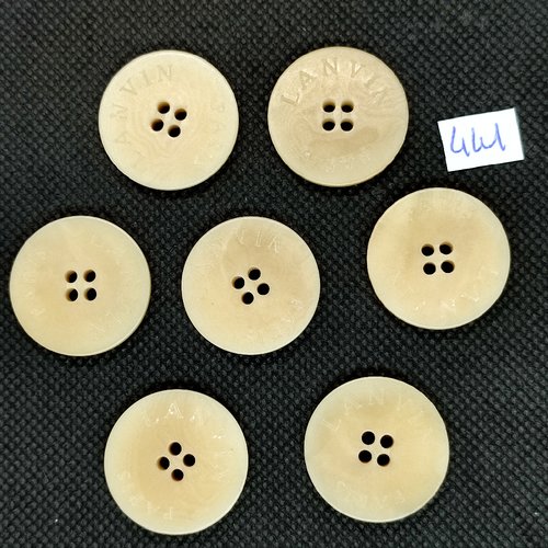 7 boutons haute couture lanvin en résine beige - vintage - 25mm - tr441