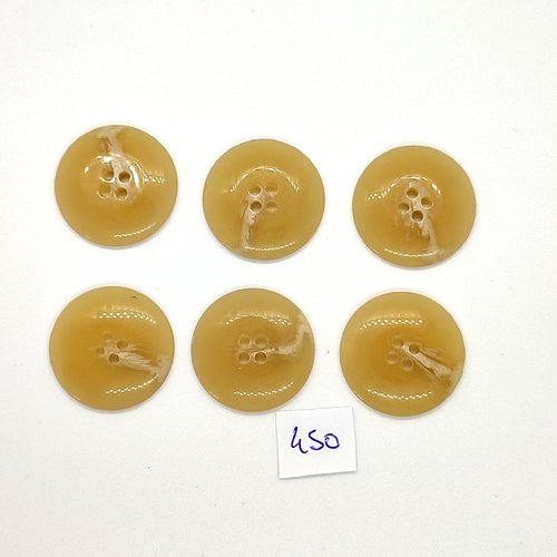 6 boutons en résine beige - vintage - 25mm - tr450