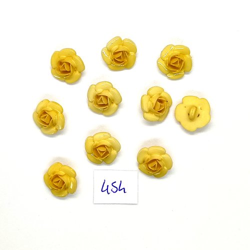 12 boutons fantaisie en résine jaune très pale - fleur - vintage - 15mm - tr454
