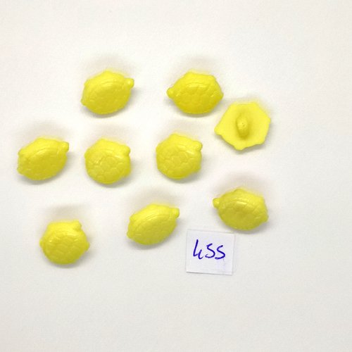 9 boutons fantaisie en résine jaune - tortue - vintage - 14x17mm - tr455