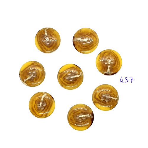 8 boutons en résine beige / marron - vintage - 20mm - tr457