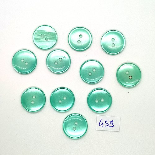 11 boutons en résine vert / bleu - vintage - 18mm - tr459