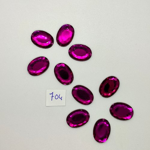 10 pierres acrylique à coudre - 2 trous - violet - vintage - 13x18mm - tr704