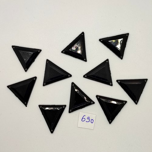 10 pierres acrylique à coudre - 3 trous - noir - vintage - 21mm - tr690