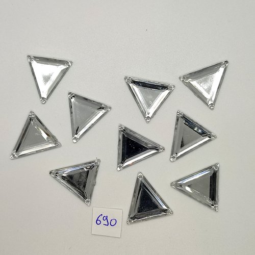 10 pierres acrylique à coudre - 3 trous - argenté - vintage - 21mm - tr690