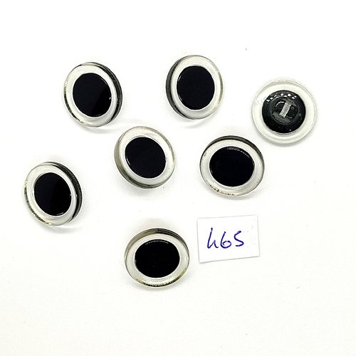 7 boutons en résine  noir et transparent - vintage - 18mm - tr465