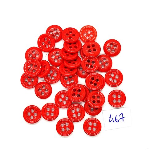 35 boutons en pate de verre rouge - vintage - 12mm - tr467