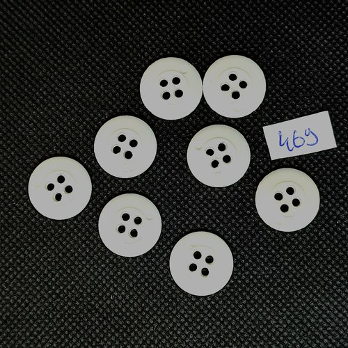 8 boutons en résine blanc - vintage - 16mm - tr469