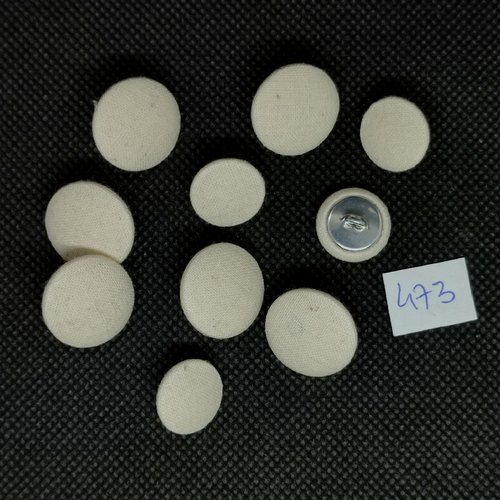 10 boutons en passementerie écru et métal argenté - vintage - 18mm et 14mm - tr473