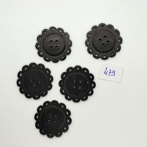 5 boutons en métal noir - vintage - 30mm - tr479
