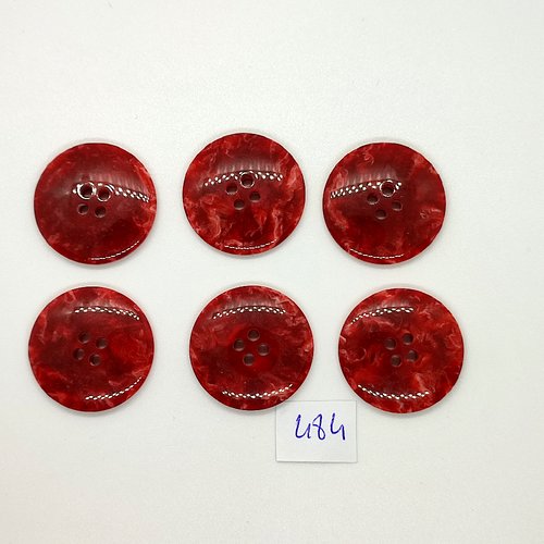 6 boutons en résine marron dégradé - vintage - 28mm - tr484