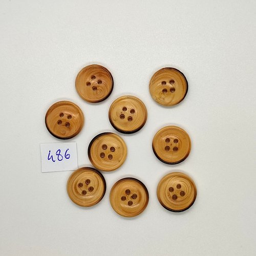 9 boutons en résine beige - vintage - 18mm - tr486