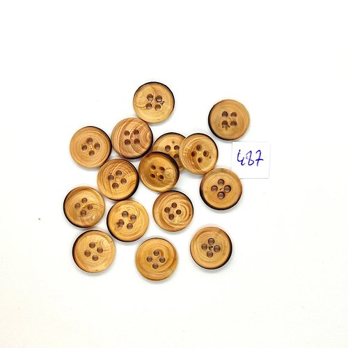 15 boutons en résine beige - vintage - 14mm - tr487