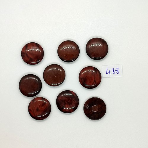 9 boutons en résine marron - vintage - 18mm - tr488