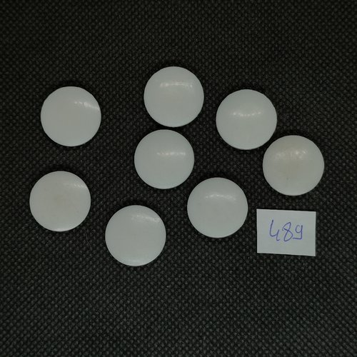 8 boutons en résine blanc - vintage - 18mm - tr489