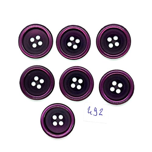 7 boutons en résine violet - vintage - 23mm - tr492