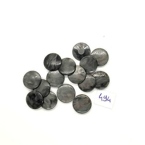 15 boutons en résine gris - vintage - 15mm - tr494