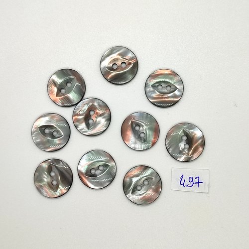 10 boutons en résine gris - vintage - 18mm - tr497