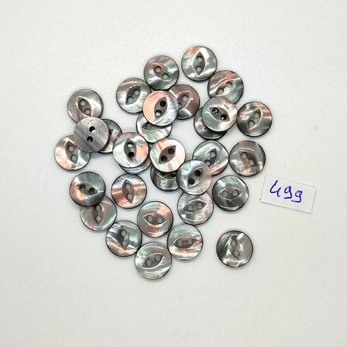 30 boutons en résine gris - vintage - 12mm - tr499