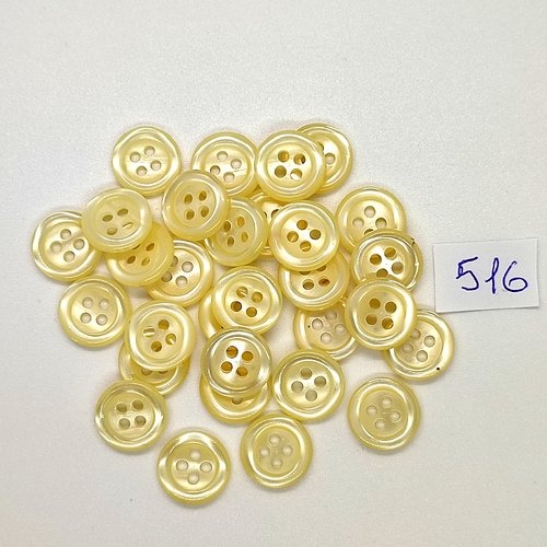 30 boutons en résine jaune - vintage - 13mm - tr516