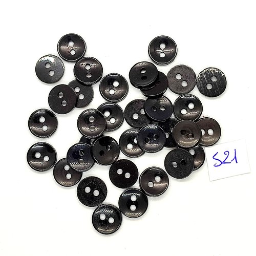 30 boutons en résine noir - vintage - 11mm - tr521