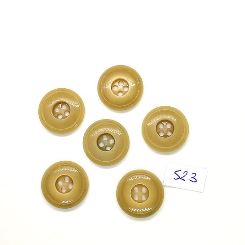 6 boutons en résine beige - vintage - 22mm - tr523